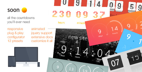 Soon - Animated Responsive Countdowns, jQ Support - CodeCanyon Item for Sale