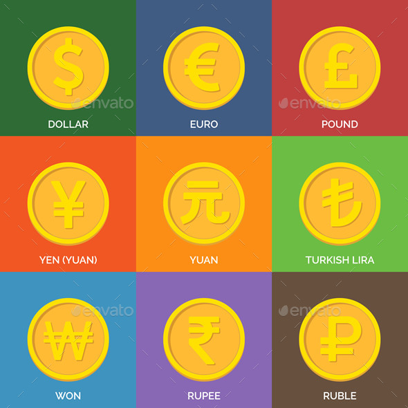 GraphicRiver Flat Golden Coins Currency Icons 9518181 GraphicRiver Flat Golden Coins Currency Icons 9518181