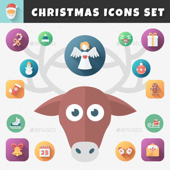 GraphicRiver Christmas Flat Icons Set 9518753 GraphicRiver Christmas Flat Icons Set 9518753