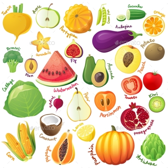 GraphicRiver Fruits and Vegetables Set 9518899 GraphicRiver Fruits and Vegetables Set 9518899