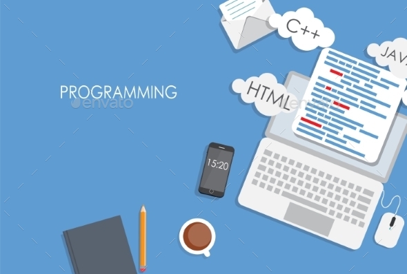 GraphicRiver Programming Coding Flat Concept 9520749 GraphicRiver Programming Coding Flat Concept 9520749