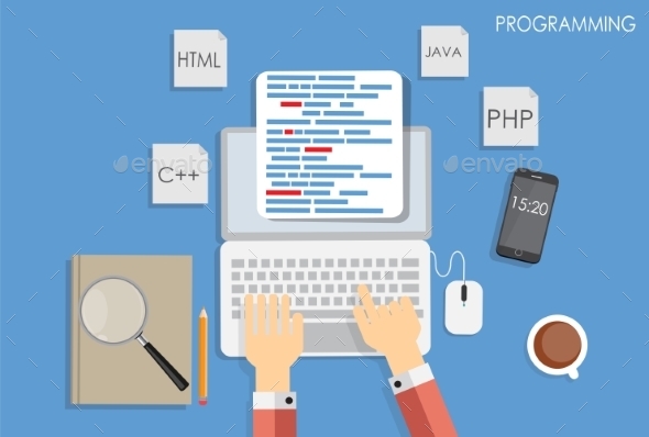 GraphicRiver Programming Coding Flat Concept 9520763 GraphicRiver Programming Coding Flat Concept 9520763