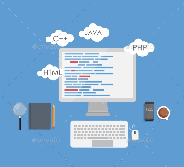 GraphicRiver Programming Coding Flat Concept 9520771 GraphicRiver Programming Coding Flat Concept 9520771