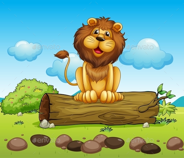 GraphicRiver Happy Lion on a Trunk of a Tree 9520950 GraphicRiver Happy Lion on a Trunk of a Tree 9520950