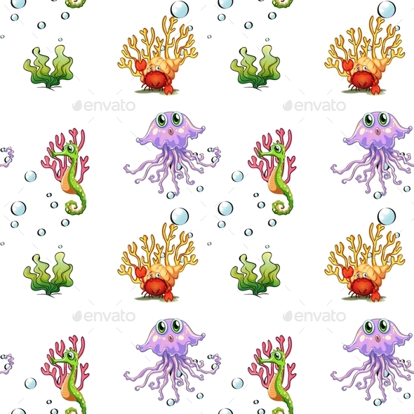 GraphicRiver Seamless Design of Undersea Creatures 9521180 GraphicRiver Seamless Design of Undersea Creatures 9521180