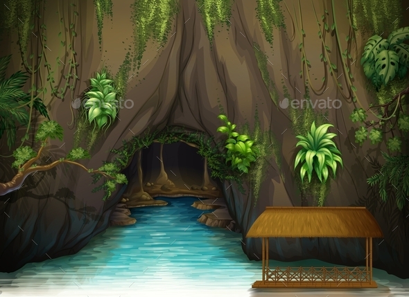 GraphicRiver Cave of Water and a Wooden Shade 9521212 GraphicRiver Cave of Water and a Wooden Shade 9521212