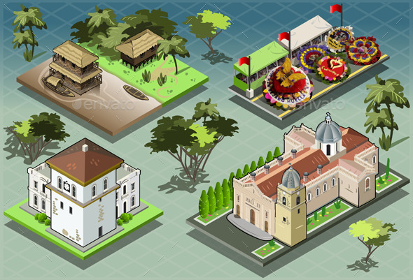 GraphicRiver Isometric Tiles of South American Buildings 9521981 GraphicRiver Isometric Tiles of South American Buildings 9521981