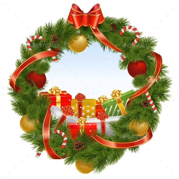 GraphicRiver Vector Christmas Wreath with Background 9522494 GraphicRiver Vector Christmas Wreath with Background 9522494
