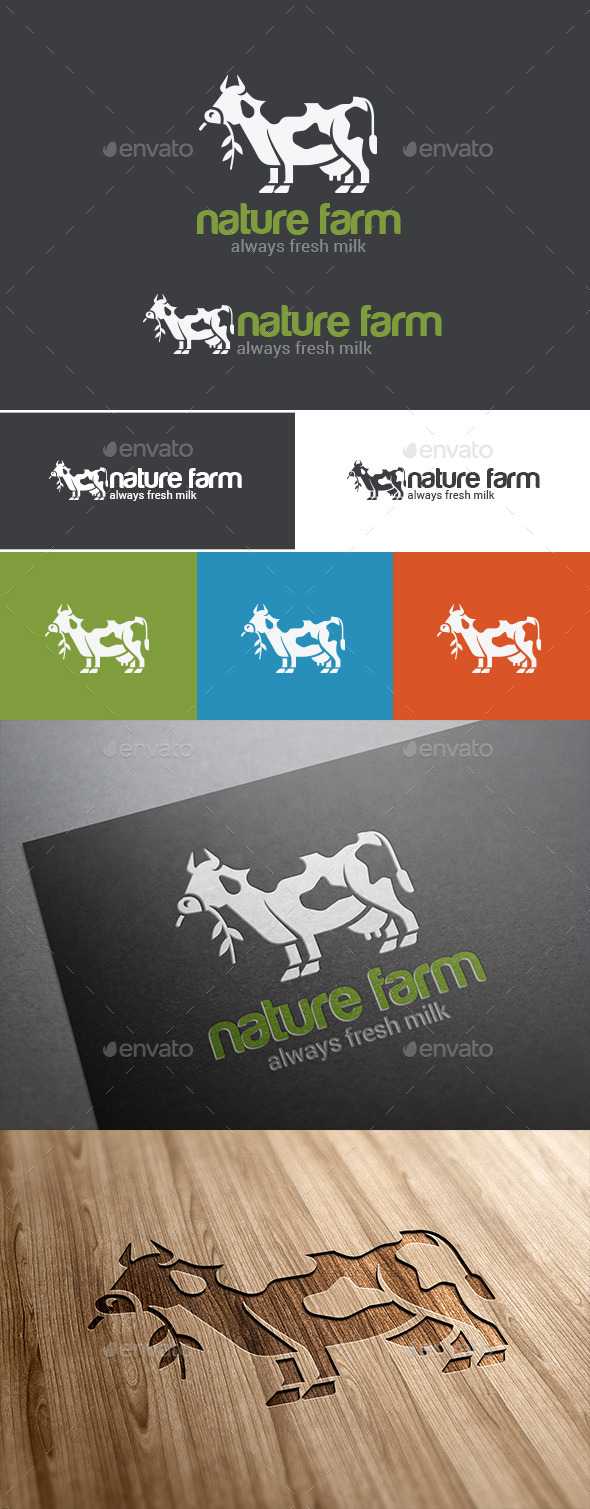 GraphicRiver Logo Cow Milk Green Farm 9524268 GraphicRiver Logo Cow Milk Green Farm 9524268