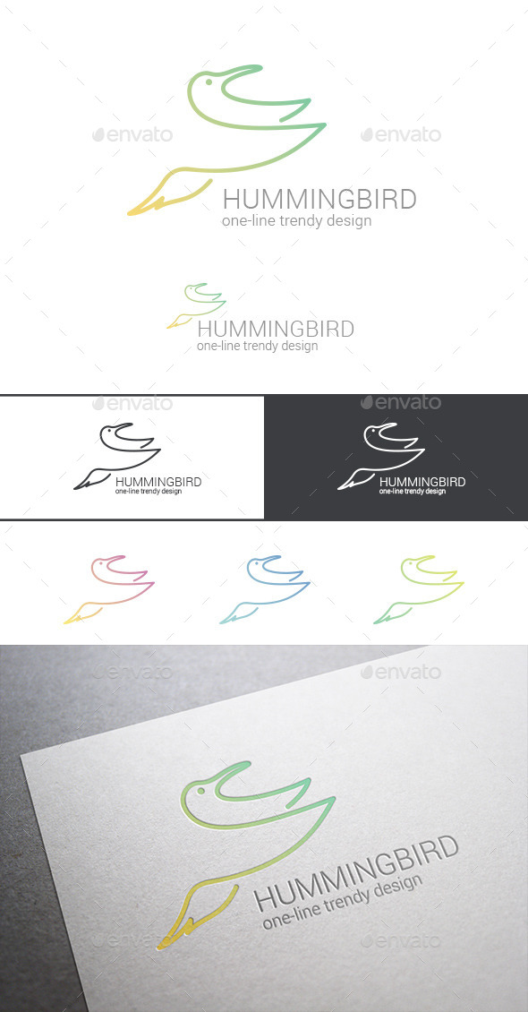 Logo Hummingbird Line Art Abstract (Animals)