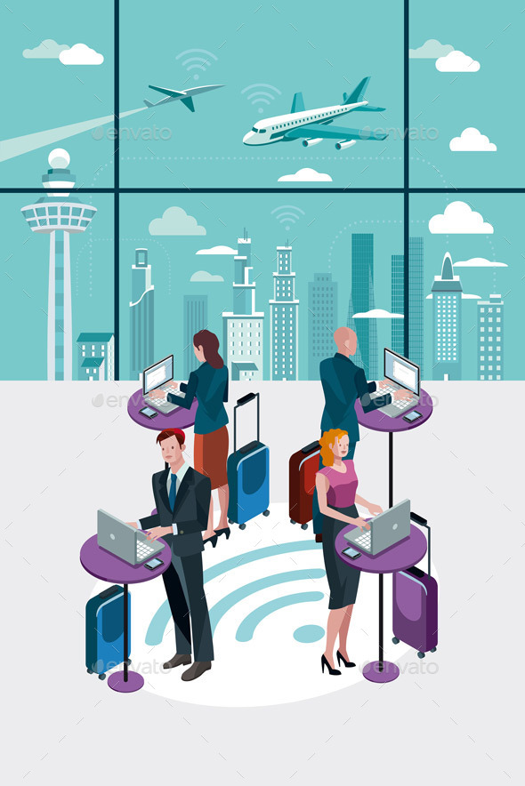 GraphicRiver Business People Using Laptop at Airport 9525589 GraphicRiver Business People Using Laptop at Airport 9525589