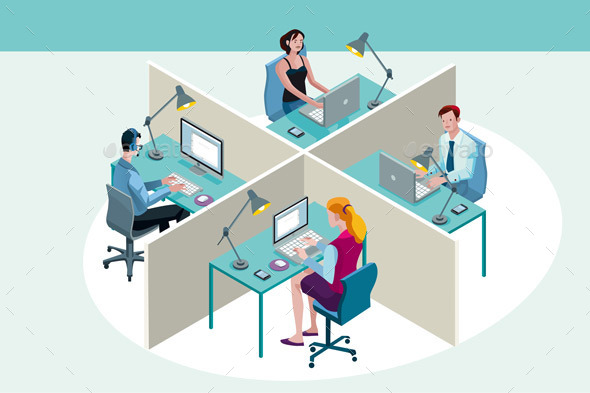 GraphicRiver Office Workers Sitting at Their Desks 9525631 GraphicRiver Office Workers Sitting at Their Desks 9525631