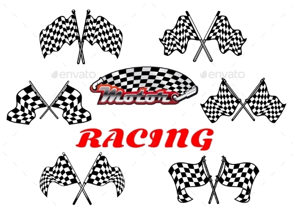 GraphicRiver Black and White Heraldic Checkered Racing Flags 9526042 GraphicRiver Black and White Heraldic Checkered Racing Flags 9526042