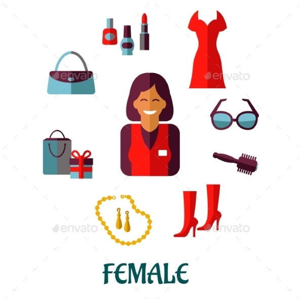GraphicRiver Female Shopping Flat Icons 9526044 GraphicRiver Female Shopping Flat Icons 9526044