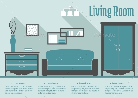GraphicRiver Retro Flat Living Room Interior 9527179 GraphicRiver Retro Flat Living Room Interior 9527179