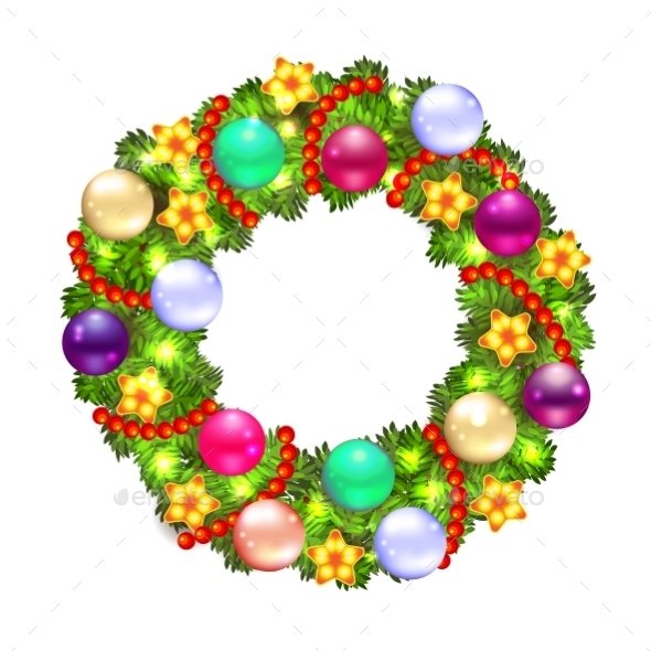 Christmas Wreath with Fir and Holly (Christmas)