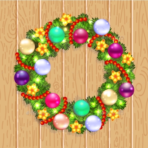 Christmas Wreath with Fir and Holly (Christmas)