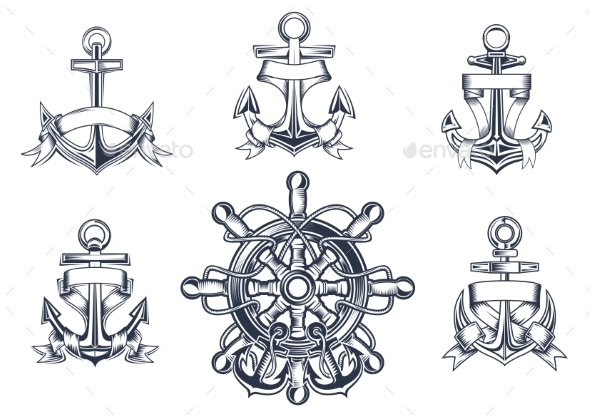 Vintage Marine and Nautical Icons (Objects)