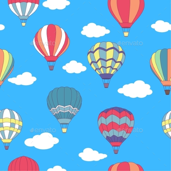 Seamless Pattern of Hot Air Balloons (Travel)