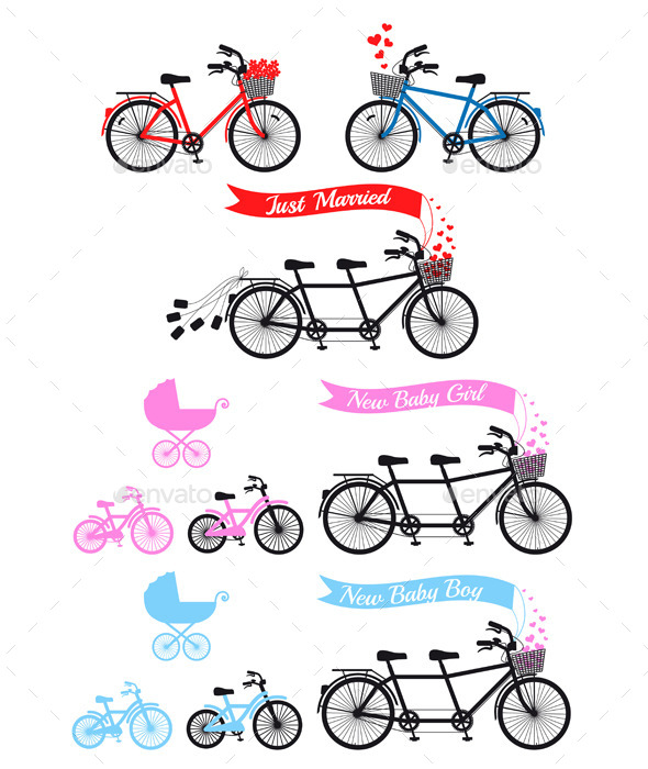 GraphicRiver Baby Shower With Tandem Bicycle 9532906 GraphicRiver Baby Shower With Tandem Bicycle 9532906
