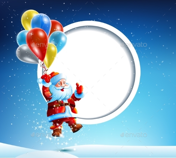 GraphicRiver Santa Claus Flies on a Balloon 9534303 GraphicRiver Santa Claus Flies on a Balloon 9534303