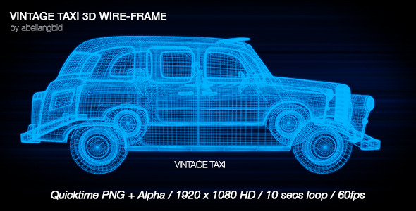 Vintage Taxi Cab 3D Wire Frame Vintage Taxi Cab 3D Wire Frame