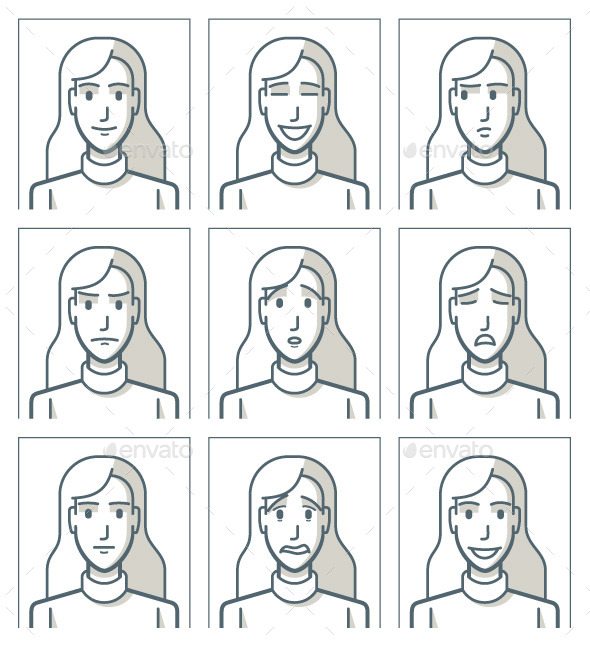 GraphicRiver Facial Expressions of a Young Woman 9534455 GraphicRiver Facial Expressions of a Young Woman 9534455