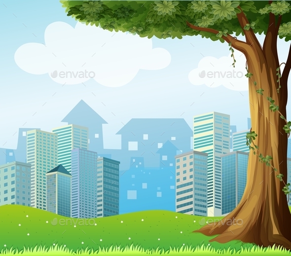 GraphicRiver A Giant Tree with Vine Plants across the High Building 9538913 GraphicRiver A Giant Tree with Vine Plants across the High Building 9538913