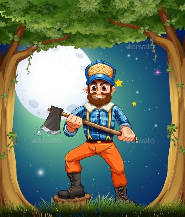 GraphicRiver A Woodman Standing in the Middle of the Trees 9539151 GraphicRiver A Woodman Standing in the Middle of the Trees 9539151