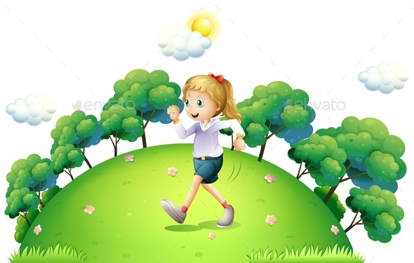 GraphicRiver A Girl Running above the Hill 9539203 GraphicRiver A Girl Running above the Hill 9539203