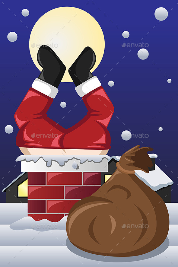 GraphicRiver Santa Claus Stuck in a Chimney 9539459 GraphicRiver Santa Claus Stuck in a Chimney 9539459