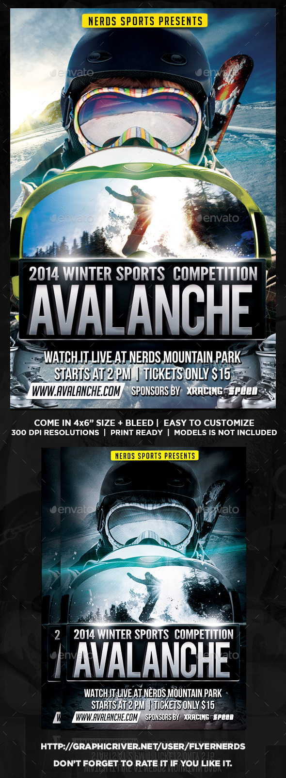 GraphicRiver Avalanche Winter Sports Tournament Flyer 9480910 GraphicRiver Avalanche Winter Sports Tournament Flyer 9480910