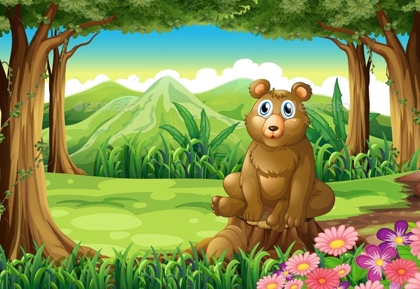GraphicRiver A Big Brown Bear above the Stump 9541067 GraphicRiver A Big Brown Bear above the Stump 9541067