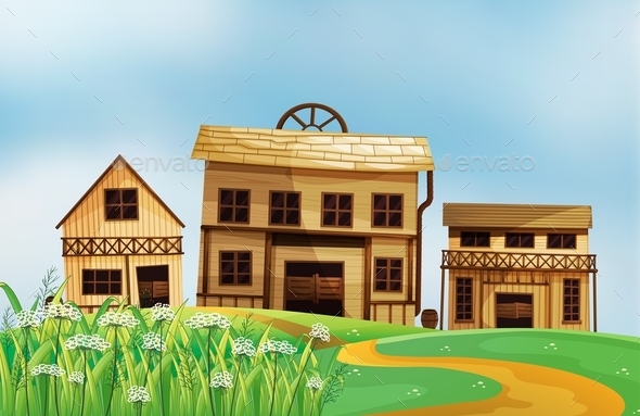 GraphicRiver Three Different Styles of Wooden Houses 9541366 GraphicRiver Three Different Styles of Wooden Houses 9541366