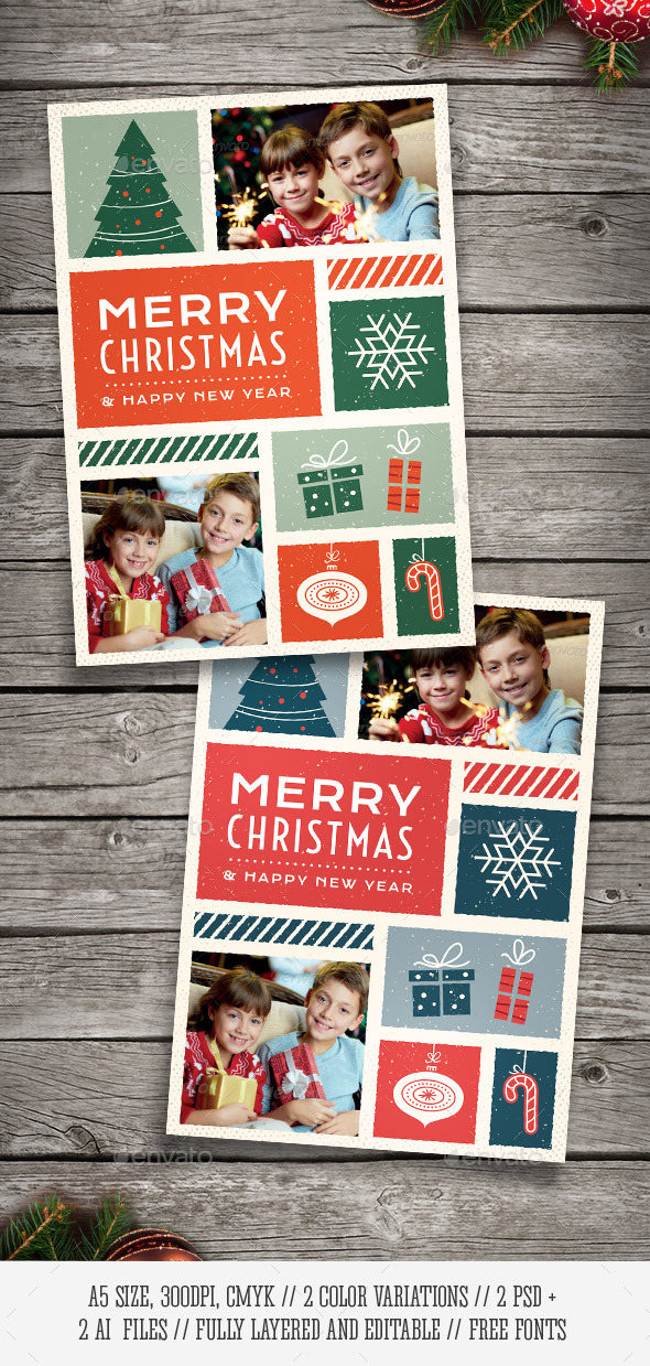 Illustrated Christmas Photo Card - Holiday Greeting Cards