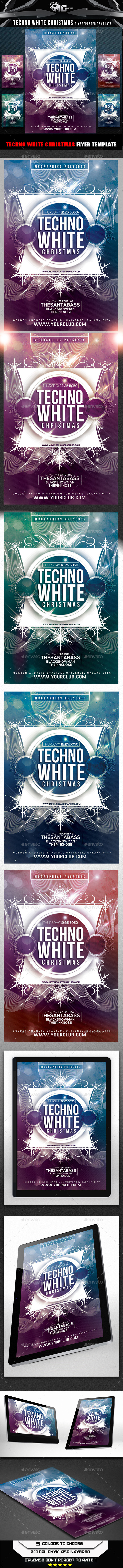 Techno White Christmas Flyer Template (Flyers)