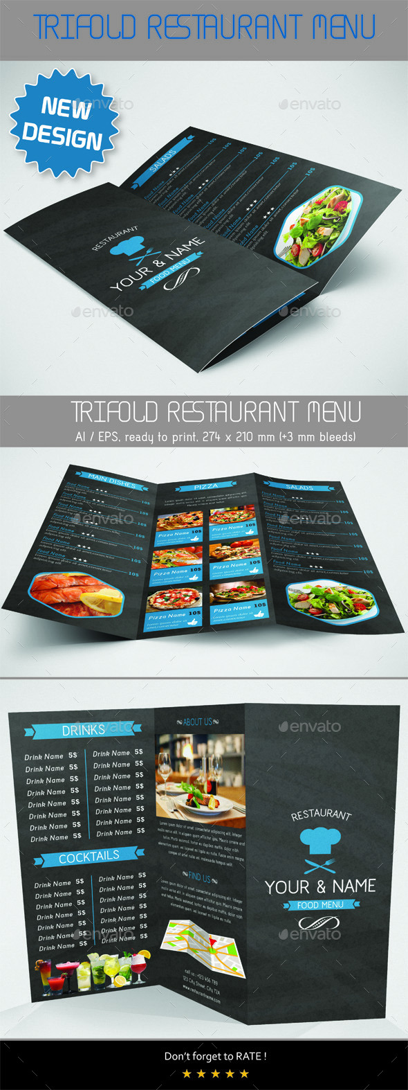 Trifold Food Menu (Food Menus)