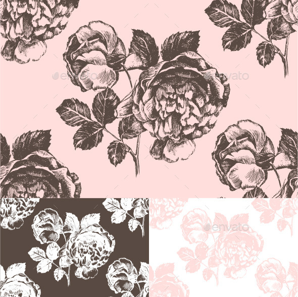 GraphicRiver Seamless Pattern with Hand Drawn Roses 8814127 GraphicRiver Seamless Pattern with Hand Drawn Roses 8814127