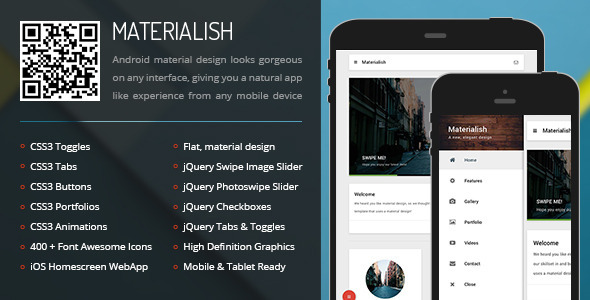 Materialish | Mobile & Tablet Responsive Template