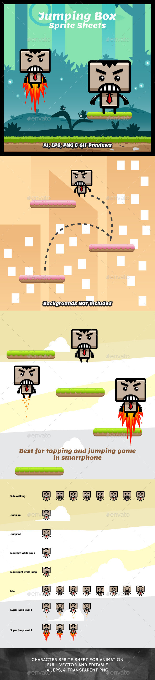 Jumping Box Game Character Sprite Sheets Jumping Box Game Character Sprite Sheets