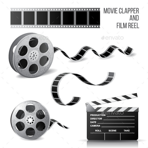 GraphicRiver Movie Clapper and Film Reel 8056867 GraphicRiver Movie Clapper and Film Reel 8056867