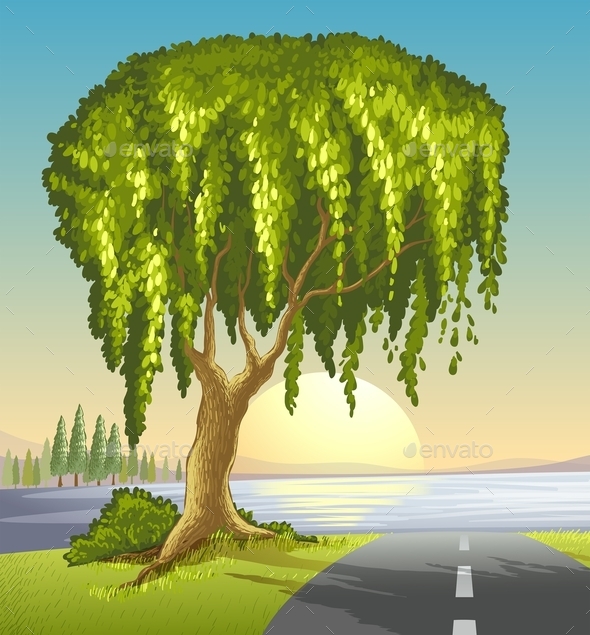 GraphicRiver A Big Tree at the Road 9553001 GraphicRiver A Big Tree at the Road 9553001