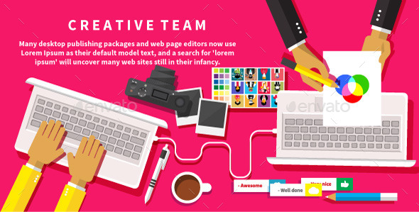 GraphicRiver Creative Team Working at a Desk 9382507 GraphicRiver Creative Team Working at a Desk 9382507