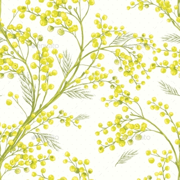 GraphicRiver Seamless Spring Pattern with Sprig of Mimosa 9554669 GraphicRiver Seamless Spring Pattern with Sprig of Mimosa 9554669