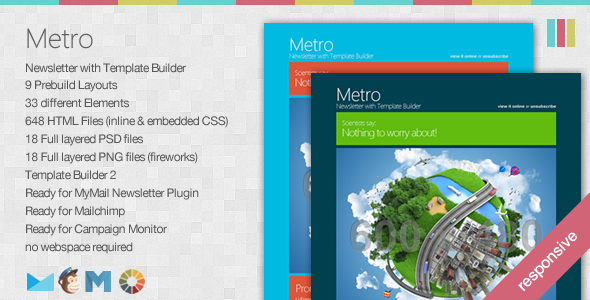 Metro Responsive Newsletter with Template Builder Metro Responsive Newsletter with Template Builder