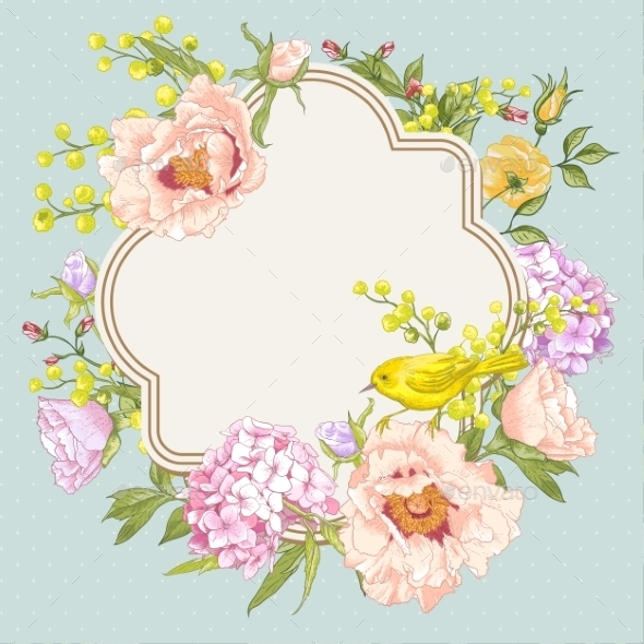 GraphicRiver Spring Vintage Floral Bouquet with Birds 9554979 GraphicRiver Spring Vintage Floral Bouquet with Birds 9554979
