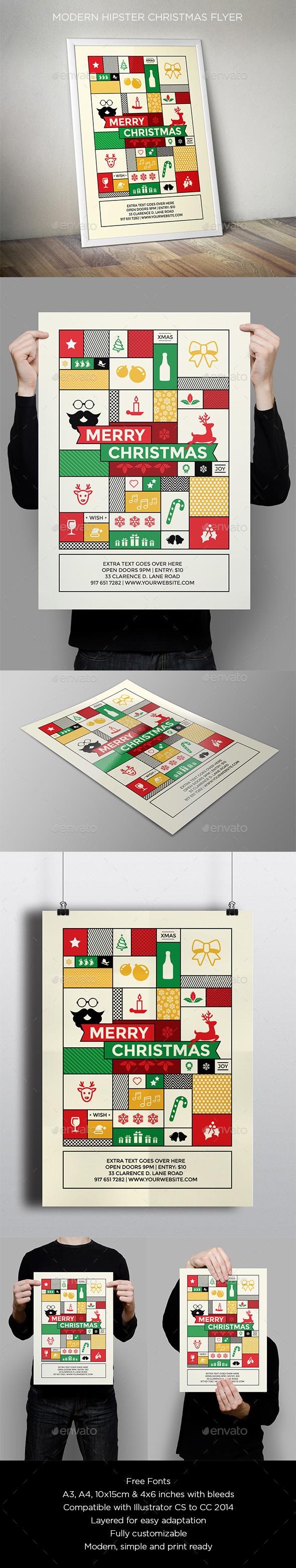 GraphicRiver Modern Hipster Christmas Flyer 9558528 GraphicRiver Modern Hipster Christmas Flyer 9558528
