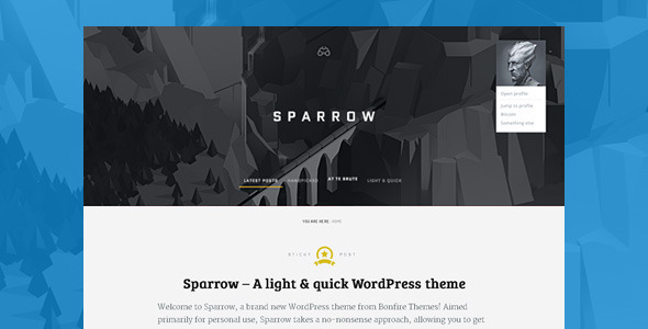 Sparrow: A Light & Quick WordPress Theme - Personal Blog / Magazine