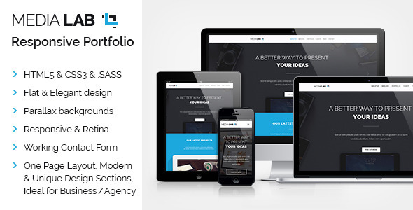 Media Lab - Parallax OnePage Responsive Template - Portfolio Creative