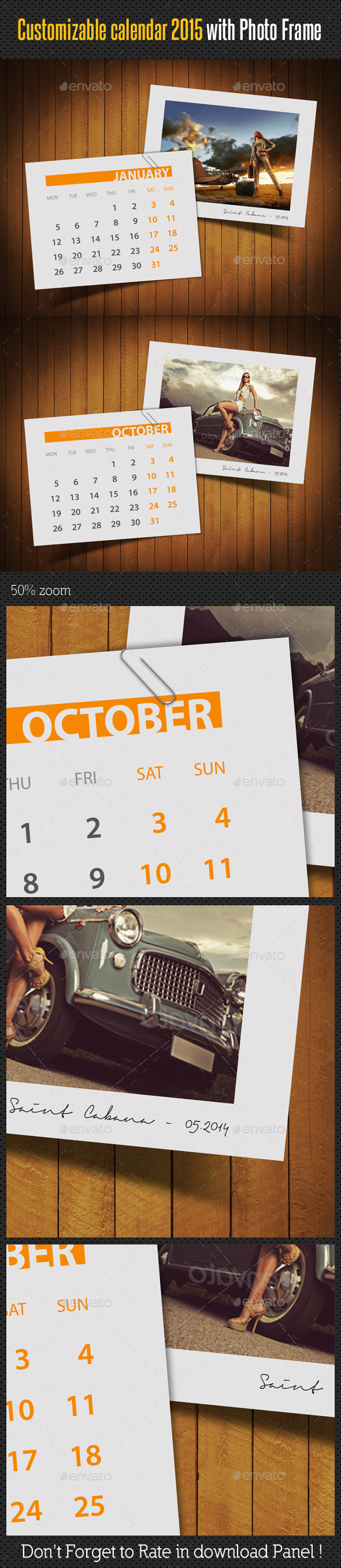 Customizable Calendar 2015 Photo Frame V03 Customizable Calendar 2015 Photo Frame V03
